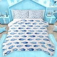thumbnail image 1 of Feelyou Blue Cartoon Fish Full Size Comforter Sets for Teens, Kawaii Ocean Sealife Bedding Comforter Set, Cute Marine Animal Reversible Bedding Sets, Microfiber Bedroom Decor, 3 Pieces, 1 of 8
