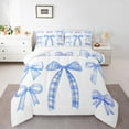 thumbnail image 1 of Feelyou Blue Cartoon Kids Bedding Comforter Set, Kawaii Ribbon Bowknot Twin Comforter Sets, Princess Bow-tie Theme Reversible Bedding Set, Ultra Soft Home Decor, 2pcs, 1 of 8