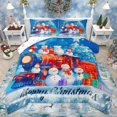 thumbnail image 1 of Feelyou Blue Cartoon Snowman Twin Comforter Sets, Merry Christmas Bedding Set, 2pcs, 1 of 8