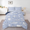 thumbnail image 1 of Feelyou Blue Cartoon Truck Bedding Comforter Set, Kawaii Airplane Car Twin Comforter Sets, Teens Kids Boys Girls Reversible Bedding Set, Ultra Soft Bedroom Decor, 2-Piece, 1 of 8