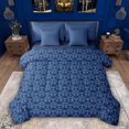thumbnail image 1 of Feelyou Blue Damask Flower Bedding Comforter Set 7pcs, Boho Gothic Moth Queen Bedding Sets, 1 of 8