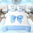 thumbnail image 1 of Feelyou Blue Fashion Bowknot Twin Bedding Sets 7-Piece, Kawaii Dreamy Bow-tie Bedding Comforter Set, Fairy Tale Princess Reversible Sheet Sets, Luxury Bedroom Decor, 1 of 8