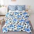 thumbnail image 1 of Feelyou Blue Fashion Ribbon Comforter Set 7pcs, Polkadot Cheetah Print Queen Bedding Sets, 1 of 8
