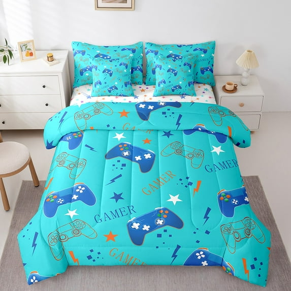 Feelyou Blue Game Console Bedding Comforter Set 7pcs for Kids, Cartoon ...