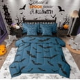 thumbnail image 1 of Feelyou Blue Gothic Bat Twin Bedding Sets 7-Piece for Teen, Halloween Festival Animal Bedding Comforter Set, Cartoon Theme Reversible Sheet Sets, Lightweight Room Decor, 1 of 7