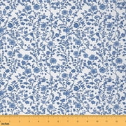 Feelyou Blue Groovy Floral Fabric by the Yard 1 Yard, Vintage Elegant Sewing Fabric, Teens Rustic Farmhouse Home Decor Fabric by the Yard, Breathable Home Decor