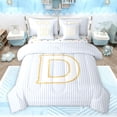 thumbnail image 1 of Feelyou Blue Initial D Letter Twin Bedding Sets 7-Piece, Modern Striped Abstract Bedding Comforter Set, Simple Fashion Style Reversible Sheet Sets, Ultra Soft Bedroom Decor, 1 of 8