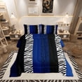 thumbnail image 1 of Feelyou Blue Leopard Print King Size Comforter Sets, Fashion Stripes Abstract Bedding Comforter Set, Contemporary Style Bedding Set, Super Cozy Room Decor, 3pcs, 1 of 8