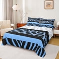 thumbnail image 1 of Feelyou Blue Leopard Print Queen Sheet Sets, Fashion Zebra Wildlife Bed Set, 4-Piece, 1 of 7