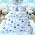 thumbnail image 1 of Feelyou Blue Love Heart Bedding Comforter Set 7pcs for Child, Kawaii Cartoon Print King Bedding Sets, Dreamy Princess Style Reversible Bed Sheets, Microfiber Bedroom Decor, 1 of 7