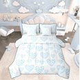 thumbnail image 1 of Feelyou Blue Love Heart Bedding Comforter Set 7pcs for Kid, Stripes Dots King Bedding Sets, Princess Style Reversible Bed Sheets, Ultra Soft Home Decor, 3 Pieces, 1 of 7