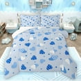 thumbnail image 1 of Feelyou Blue Love Heart Queen Comforter Set for Child, Kawaii Cartoon Print Bedding Sets, Dreamy Princess Style Reversible Bedding Comforter Set, Microfiber Bedroom Decor, 3-Piece, 1 of 8
