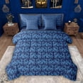 thumbnail image 1 of Feelyou Blue Mandala Damask Comforter Set 7pcs, Western Dragon Animal King Bedding Sets, 1 of 8