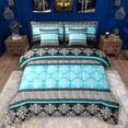 thumbnail image 1 of Feelyou Blue Mandala Flower Twin Bedding Sets 7pcs, Boho Retro Damask Comforter Set, 1 of 8