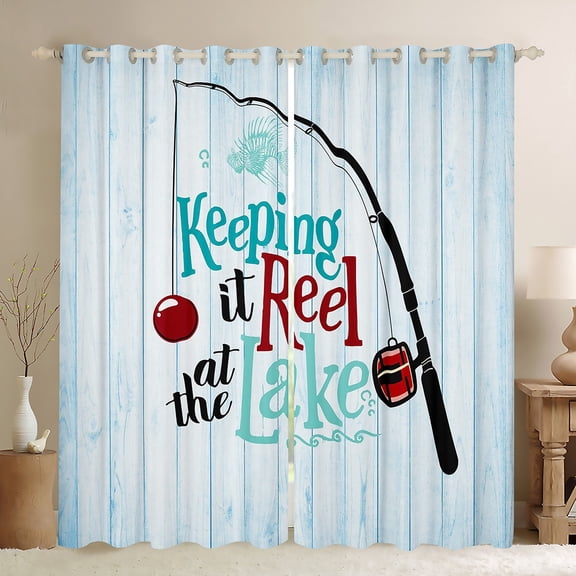 Feelyou Blue Old Barn Door Curtains Pack of 2 (42x84 Each), Farmhouse Lodge Cabin Curtains Blackout, Teen Child Kid Bedroom Curtains, Black Out Curtains Decor