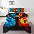 thumbnail image 1 of Feelyou Blue Orange Dragon Queen Comforter Set, Cartoon Animal Bedding Comforter Set, 3pcs, 1 of 8