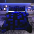 thumbnail image 1 of Feelyou Blue Pixelate Miner Queen Comforter Set, Stereoscopic Square Bedding Sets, Chic Honeycomb Abstract Reversible Bedding Comforter Set, Microfiber Bedroom Decor, 3 Pieces, 1 of 8