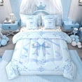 thumbnail image 1 of Feelyou Blue Princess Bow-tie Bedding Comforter Set 7pcs, Mandala Damask Full Bedding Set, 1 of 8