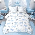 thumbnail image 1 of Feelyou Blue Princess Bowknot Comforter Set 7pcs, Fashion Rustic Rose Full Bedding Set, 1 of 8