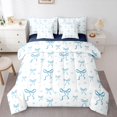 thumbnail image 1 of Feelyou Blue Princess Bowknot Twin Bedding Sets 7pcs, Cartoon Ribbon Bedding Comforter Set, 1 of 8
