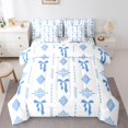 thumbnail image 1 of Feelyou Blue Ribbon Bow Comforter Set 7pcs, Mandala Aztec Abstract King Bedding Sets, 1 of 8