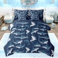 thumbnail image 1 of Feelyou Blue Shark Animal Bedding Comforter Set 7pcs, Sealife Child Full Bedding Set, 1 of 8