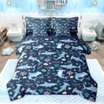 thumbnail image 1 of Feelyou Blue Shark Twin Bedding Sets 7pcs, Ocean Seashell Starfish Bedding Comforter Set, 1 of 8