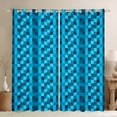thumbnail image 1 of Feelyou Blue Square Black Out Curtains, Pixel Grid Miners Curtains Pack of 2 (42x63 Each), 1 of 6