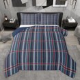 thumbnail image 1 of Feelyou Blue Square Plaid Full Size Comforter Sets, Vintage Abstract Bedding Sets, 3pcs, 1 of 8