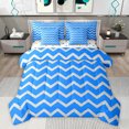 thumbnail image 1 of Feelyou Blue Stripes Waves Twin Bedding Sets 7-Piece, Abstract Lines Bedding Comforter Set, 1 of 8