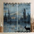 thumbnail image 1 of Feelyou Blue Wooden Plank Black Out Curtains, Tree Plant Botanical Curtains Pack of 2 (42x63 Each), Western Jungle Deer Bedroom Curtains, Window Curtains Decor, 1 of 6