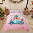 thumbnail image 1 of Feelyou Blue Xmas Car Full Size Comforter Sets, Christmas Tree Gifts Bedding Comforter Set, Pink Princess Style Reversible Bedding Sets, Ultra Soft Home Decor, 3pcs, 1 of 8