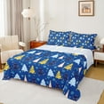 thumbnail image 1 of Feelyou Blue Xmas Tree Bed Sheets, Merry Christmas King Sheets, Princess Fairy Tale Sheet Set, Microfiber Bedroom Decor, 4 Pieces, 1 of 7