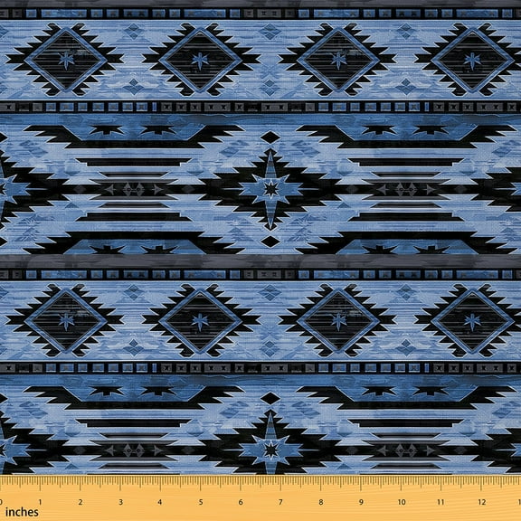 Feelyou Bohemian Aztec Fabric by the Yard 1 Yard, Hippie Triangle Room Decor Fabric by the Yard, Western Mabdala Fabric for Sewing, Luxury Bedroom Decor