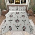 thumbnail image 1 of Feelyou Bohemian Aztec Queen Comforter Set, Rustic Sheep Skeleton Bedding Sets, Hippie Tribal Triangle Reversible Bedding Comforter Set, Lightweight Room Decor, 3pcs, 1 of 8