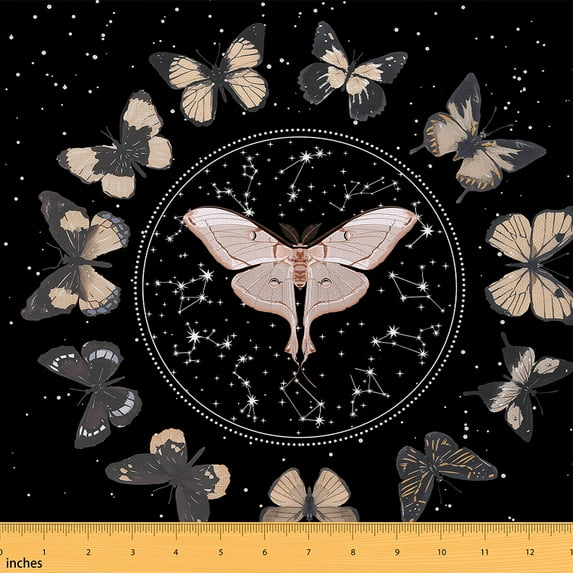 Feelyou Bohemian Butterfly Fabric by the Yard 2 Yards, Mystic Constellation Sewing Fabric, Hippie Animal Home Decor Fabric by the Yard, Super Cozy Room Decor