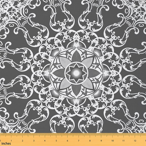 Feelyou Bohemian Damask Fabric by the Yard 2 Yards for Adult, Hippie Mandala Home Decor Fabric by the Yard, Tribal Floral Flower Sewing Fabric, Ultra Soft Home Decor