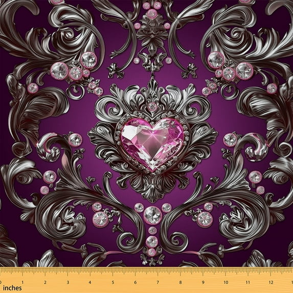 Feelyou Bohemian Damask Fabric by the Yard 2 Yards, Mandala Floral Home Decor Fabric by the Yard, Western Baroque Style Sewing Fabric, Breathable Home Decor