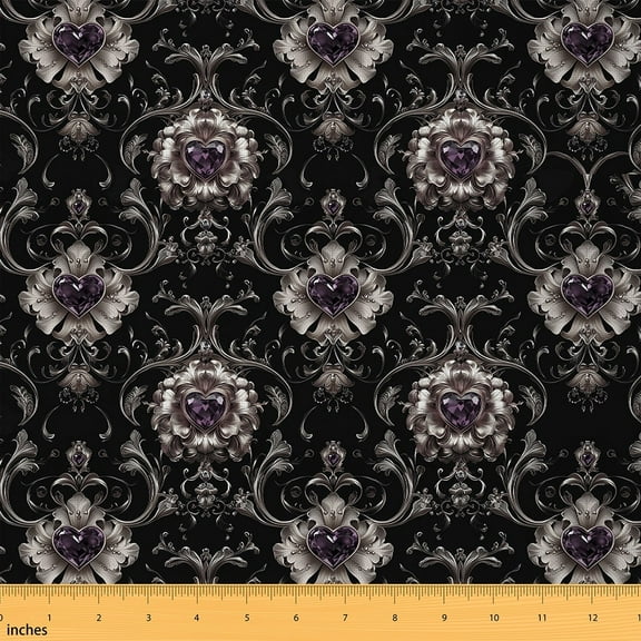 Feelyou Bohemian Damask Fabric by the Yard 2 Yards, Mandala Floral Sewing Fabric, Western Baroque Style Home Decor Fabric by the Yard, Luxury Bedroom Decor