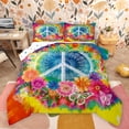 thumbnail image 1 of Feelyou Bohemian Damask Flower Full Size Comforter Sets, Hippie Mandala Butterfly Bedding Comforter Set, Peace and Love Reversible Bedding Sets, Lightweight Room Decor, 3pcs, 1 of 8