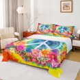 thumbnail image 1 of Feelyou Bohemian Damask Flower Full Size Sheets, Hippie Mandala Butterfly Bed Sheets, Peace and Love Sheet Sets, Lightweight Room Decor, 4pcs, 1 of 7
