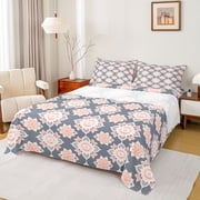 Feelyou Bohemian Pink Floral Full Size Sheets, Mandala Damask Flower Bed Sheets, Hippie Princess Style Sheet Sets, Super Cozy Room Decor, 4pcs