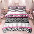 thumbnail image 1 of Feelyou Bohemian Pink Paisley Bedding Comforter Set 7pcs, Western Damask Flower King Bedding Sets, Cheetah Leopard Print Reversible Bed Sheets, Ultra Soft Bedroom Decor, 1 of 7