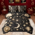 thumbnail image 1 of Feelyou Bohemian Starry Sky Bedding Comforter Set 7 Pieces for Kids, Black Gold Stars Full Bedding Set, Psychedelic Sun Moon Reversible Fitted Sheet Flat Sheet, Microfiber Bedroom Decor, 1 of 8