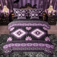 thumbnail image 1 of Feelyou Bohemian Triangle Abstract Bedding Comforter Set 7 Pieces, Black Purple Hippie Aztec Full Bedding Set, Teens Adult Women Men Reversible Fitted Sheet Flat Sheet, Lightweight Room Decor, 1 of 7