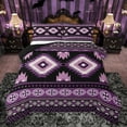 thumbnail image 1 of Feelyou Bohemian Triangle Abstract Queen Comforter Set, Black Purple Hippie Aztec Bedding Sets, Teens Adult Women Men Reversible Bedding Comforter Set, Lightweight Room Decor, 3 Pieces, 1 of 8