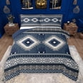 thumbnail image 1 of Feelyou Bohemian Triangle Buffalo Queen Comforter Set, Blue Hippie Aztec Bedding Sets, Teens Adult Women Men Reversible Bedding Comforter Set, Microfiber Bedroom Decor, 3-Piece, 1 of 8