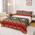 thumbnail image 1 of Feelyou Bohemian Triangle Print Bed Sheets, Red Green Hippie Aztec King Sheets, Teens Adult Women Men Sheet Set, Breathable Home Decor, 4pcs, 1 of 7