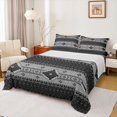 thumbnail image 1 of Feelyou Bohemian Triangle Print Full Size Sheets, Black Grey Hippie Aztec Bed Sheets, Teens Adult Women Men Sheet Sets, Breathable Home Decor, 4pcs, 1 of 7