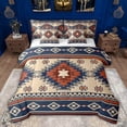 thumbnail image 1 of Feelyou Boho Aztec Triangle Bedding Comforter Set 7 Pieces for Men, Navy Hippie Mandala Abstract Full Bedding Set, Countryside Reversible Fitted Sheet Flat Sheet, Ultra Soft Bedroom Decor, 1 of 8